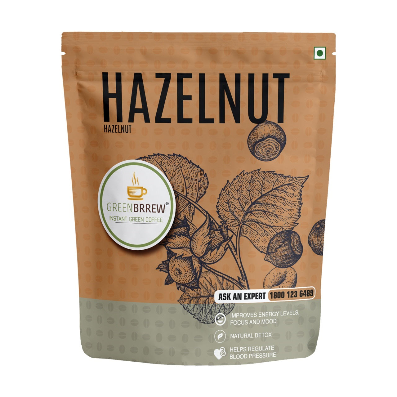 Hazelnut Instant Green Coffee - Front Image