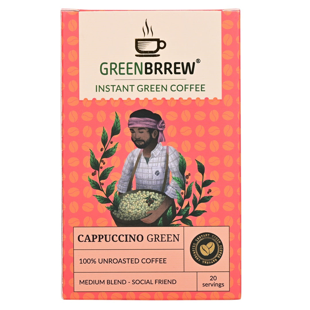Greenbrrew cappuccino green coffee front view.