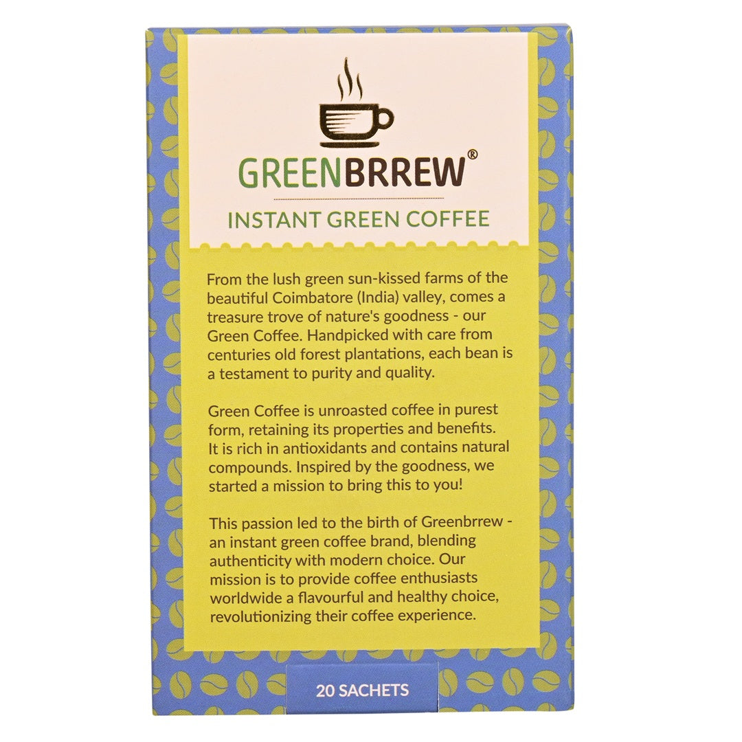 Back side of greenbrrew's strong green coffee.
