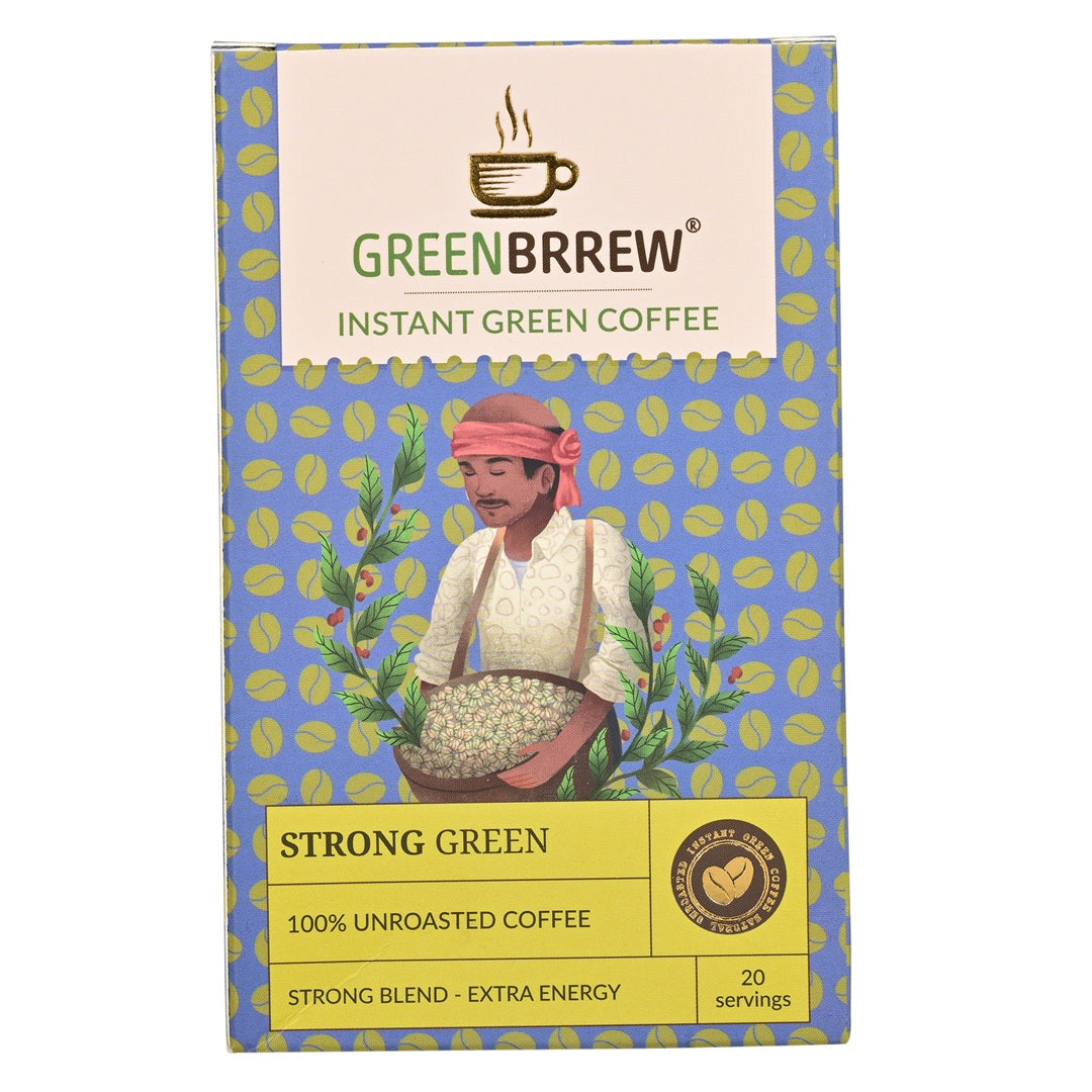 Greenbrrew's strong green coffee front side.