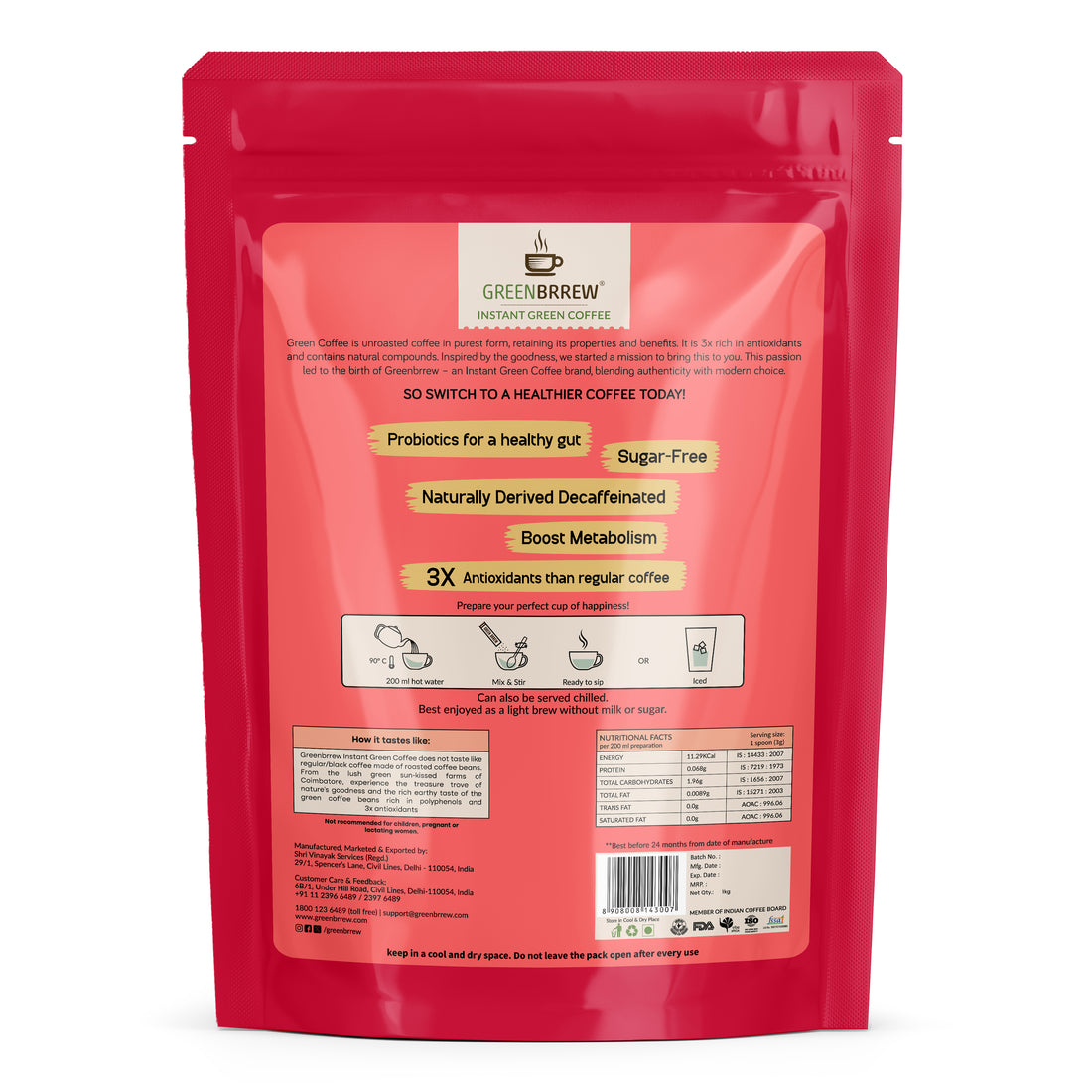 Instant Green Coffee With Probiotics – Cappuccino Flavor, 1kg