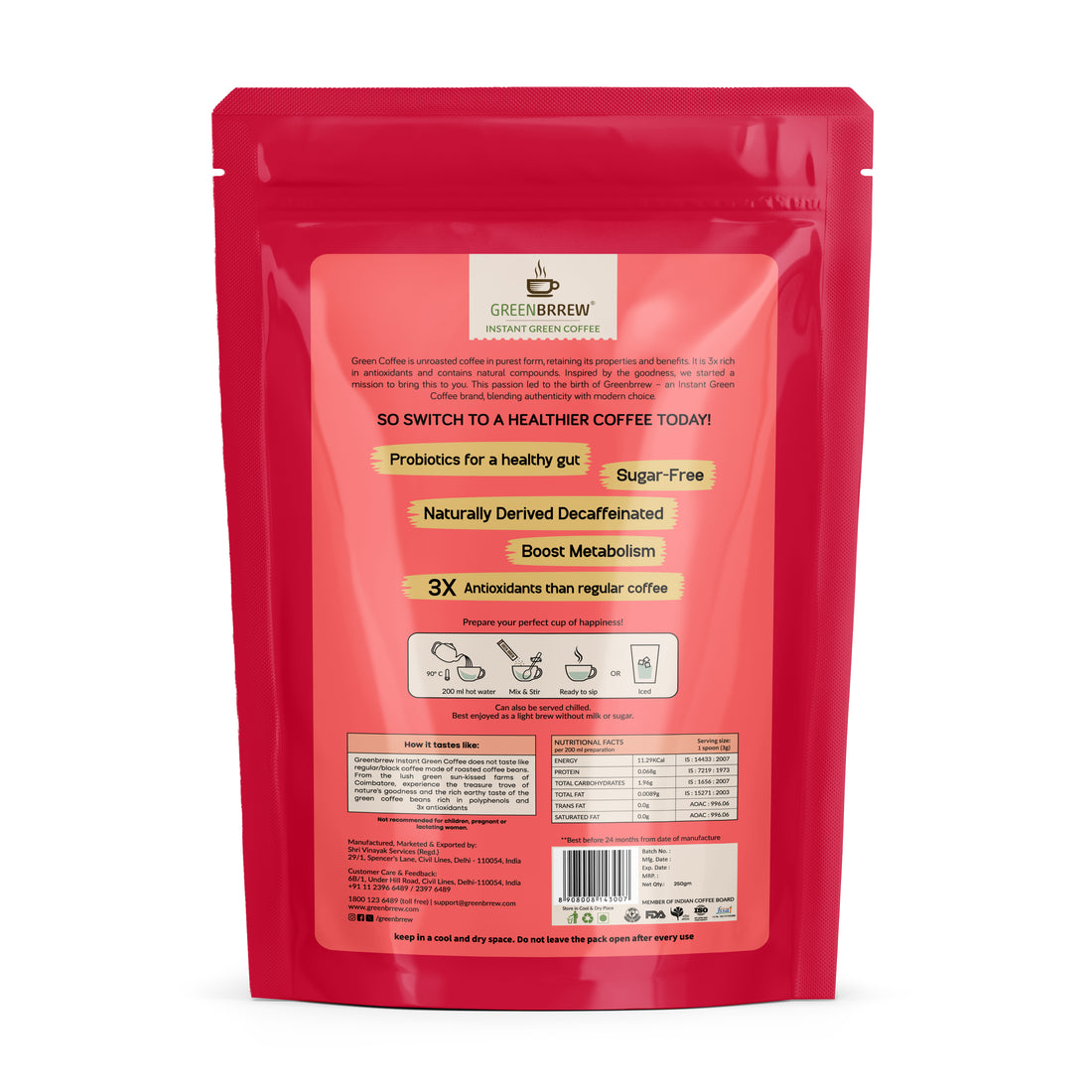 Instant Green Coffee – Cappuccino Flavor 250gm