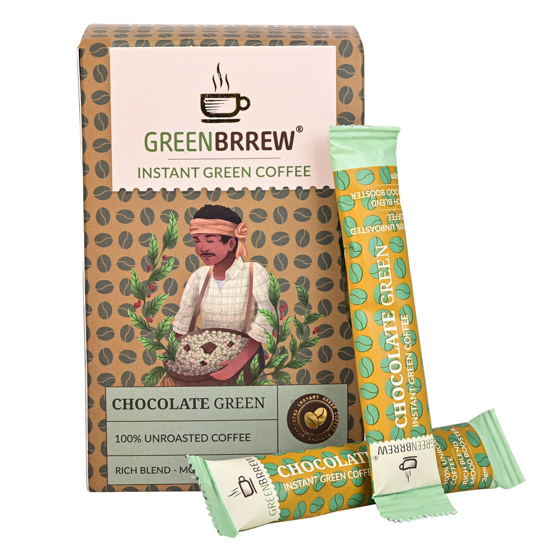 Chocolate Green | 100% Unroasted Coffee | Rich Blend | Mood Booster | 20 Servings | 60g