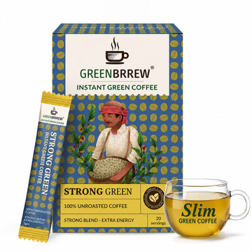 Strong Green Coffee | 100 % Unroasted Coffee | Strong Blend | Extra Energy | 20 Servings | 60g
