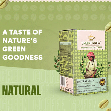 Natural Green | 100% Unroasted Coffee | Classic Blend | Daily Regular | 20 Servings | 60g