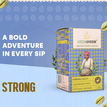 Strong Green | 100 % Unroasted Coffee | Strong Blend | Extra Energy | 20 Servings | 60g