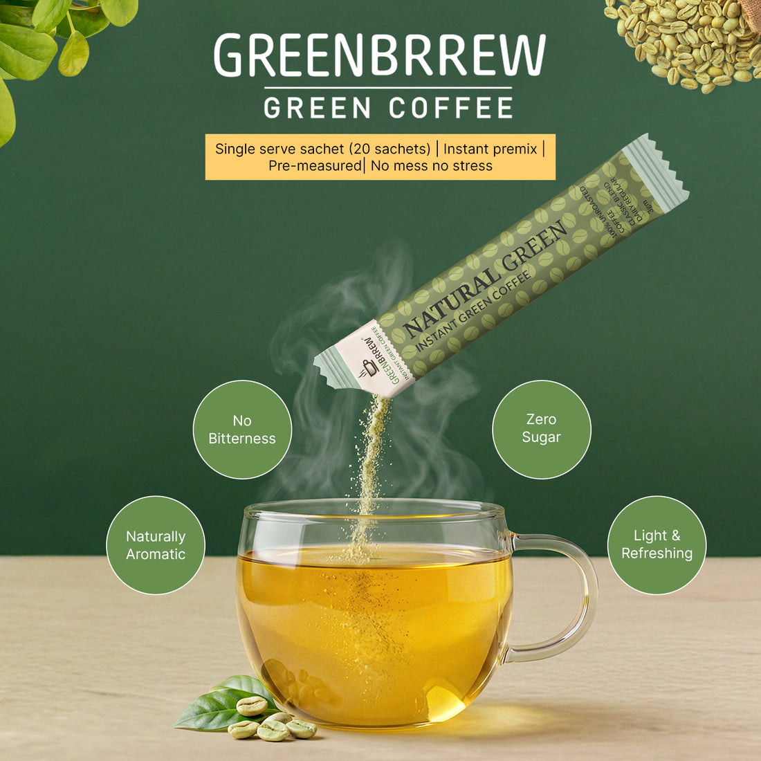 Green Coffee | 100% Natural & Unroasted | Classic Blend | Daily Regular | 20 Servings | 60g
