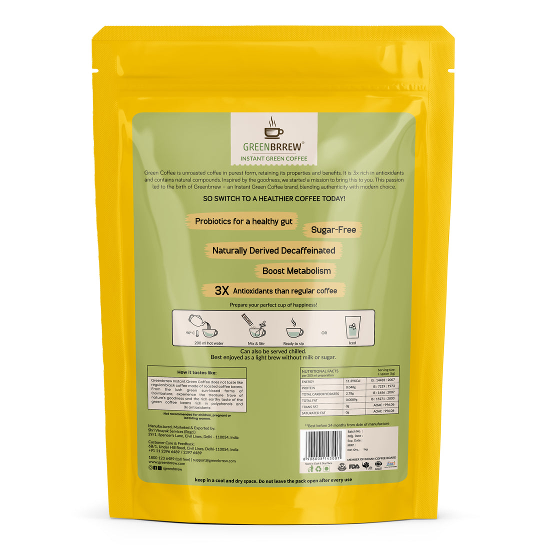 Instant Green Coffee With Probiotics – Lemon Flavor, 1kg