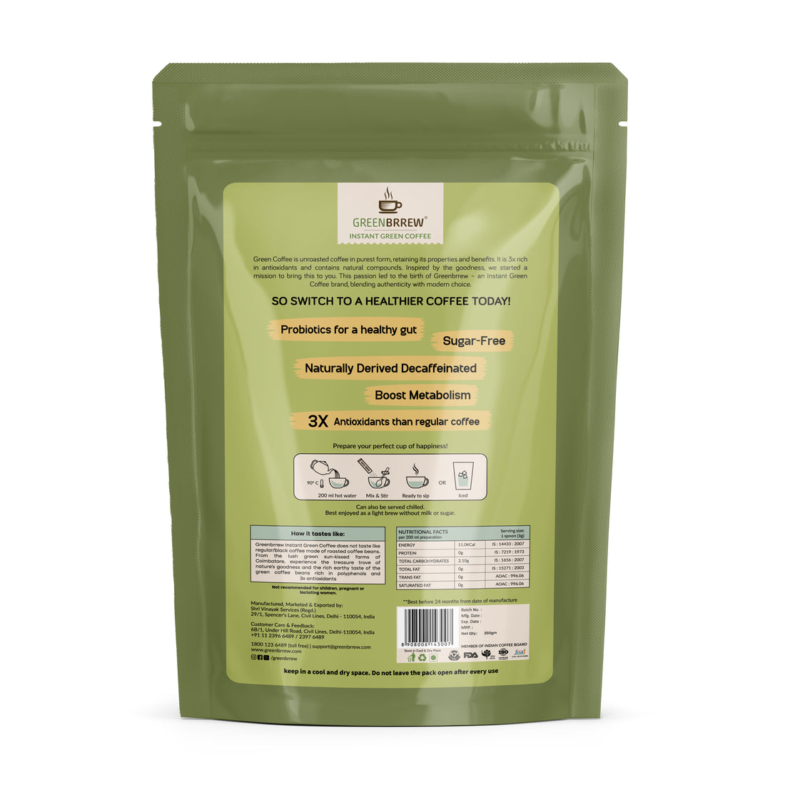 Instant Green Coffee – Natural Flavor, 250gm