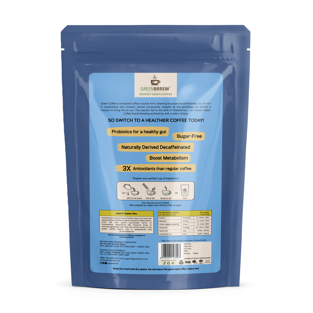 Instant Green Coffee – Strong Flavor, 250gm
