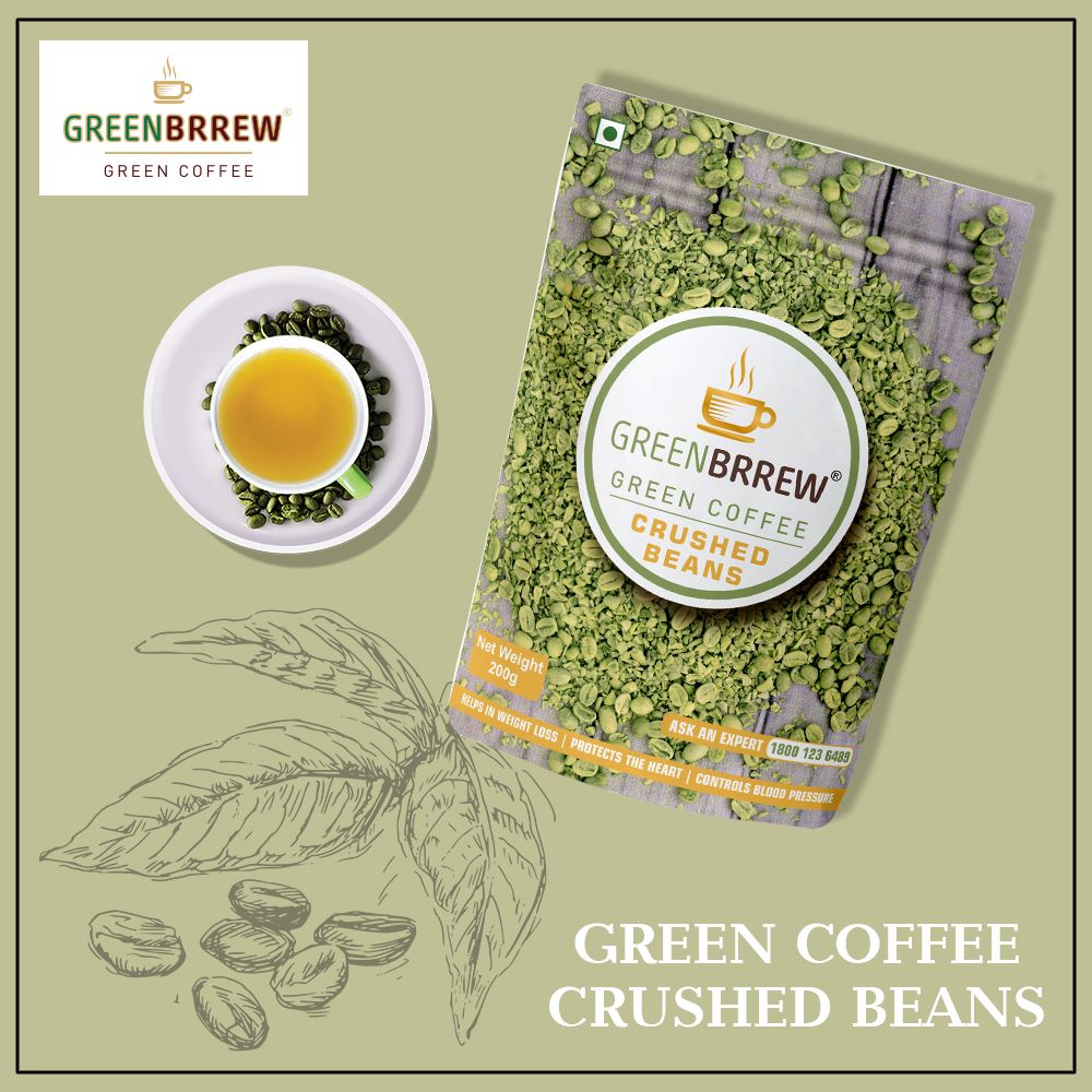 A bright pack of green coffee crushed beans 200g