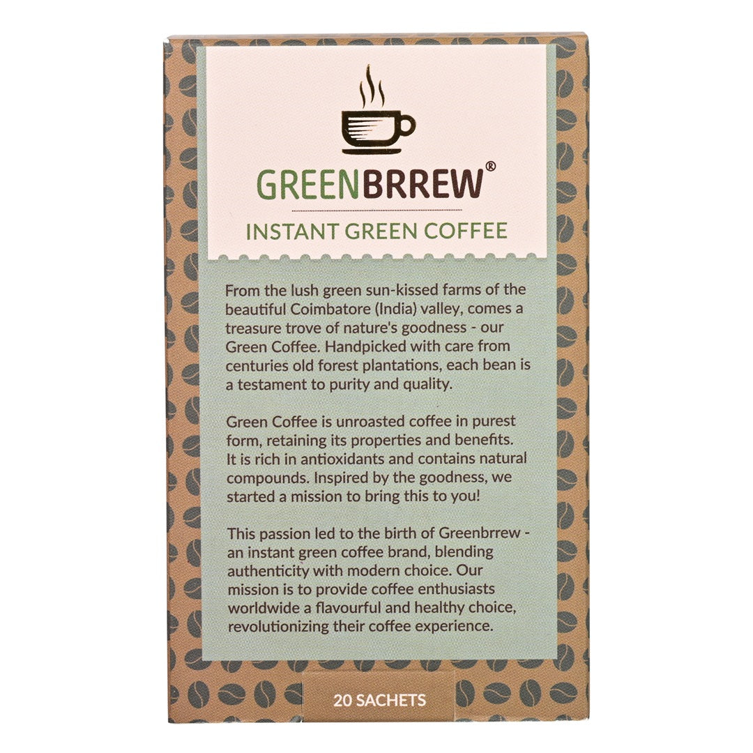 Greenbrrew chocolate green coffee back view.