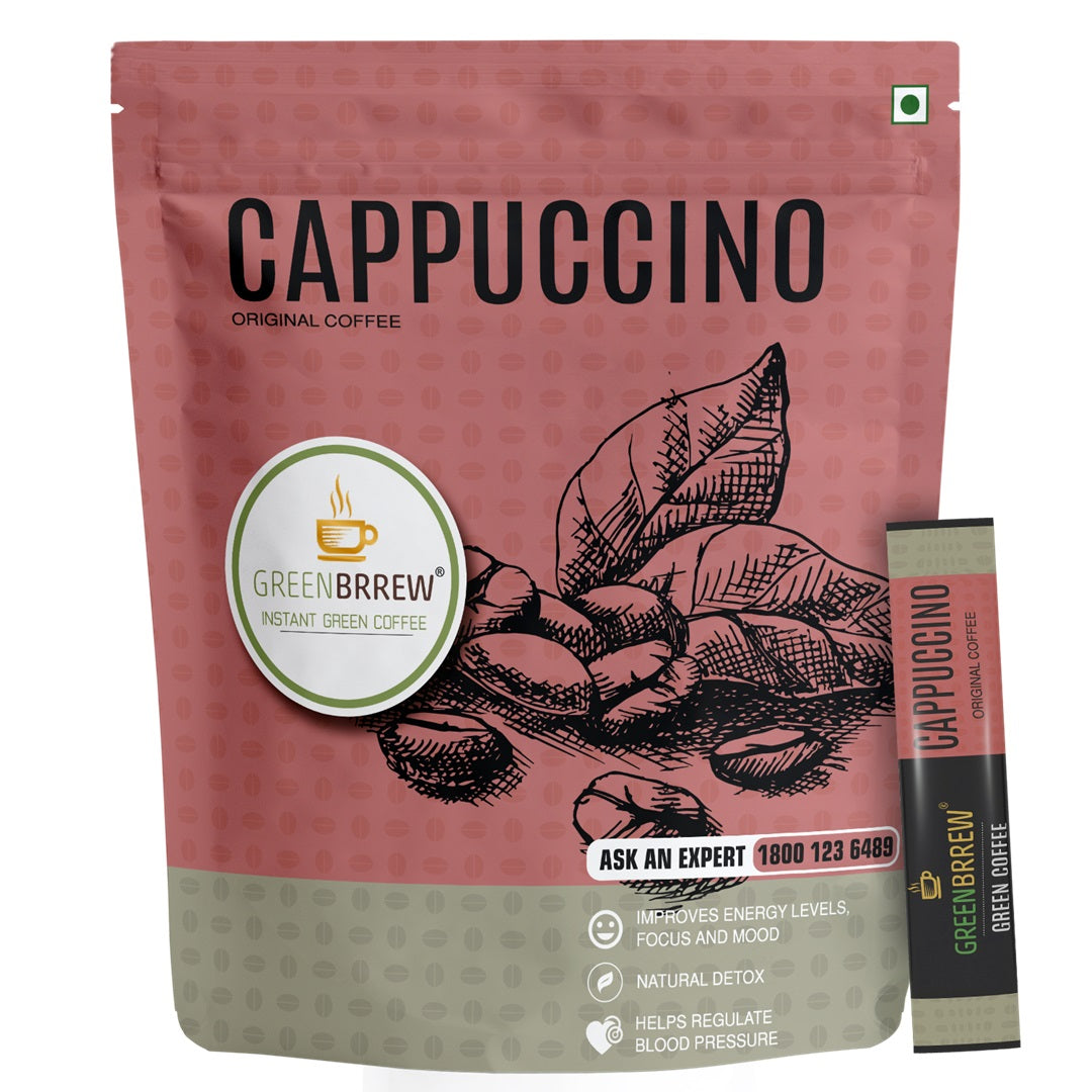 Less caffeine Cappuccino flavor instant green coffee with a sachet