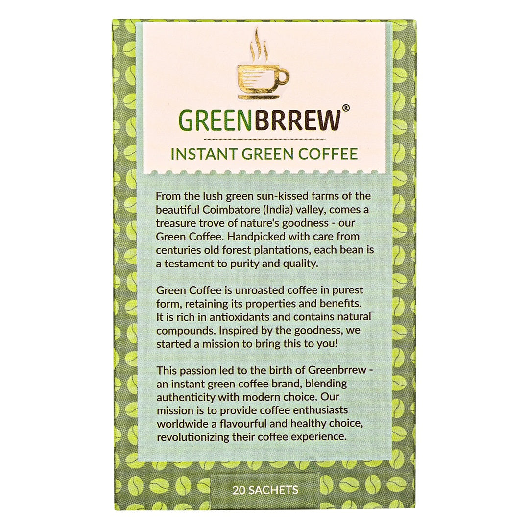 Back view of greenbrrew's natural green coffee.