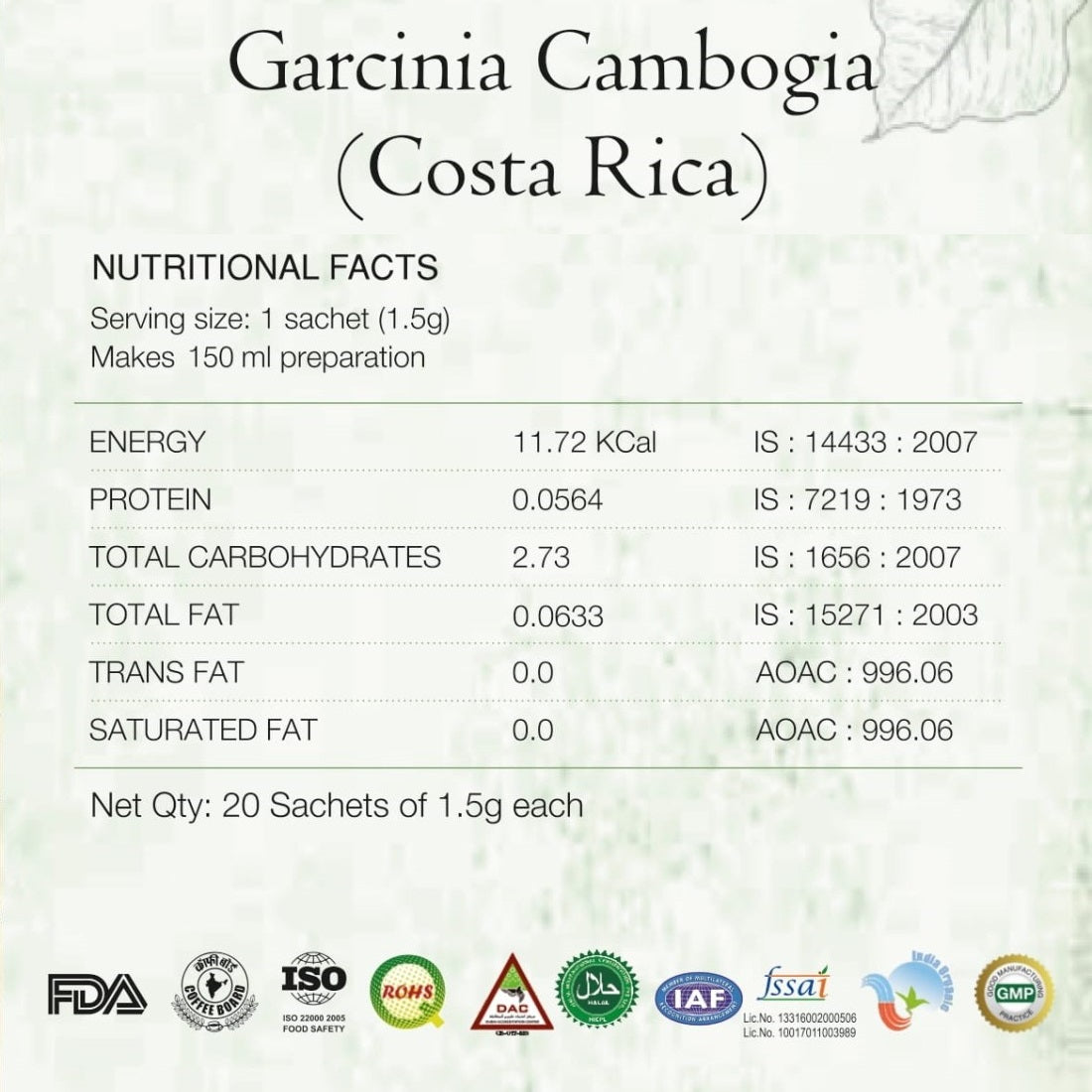 Instant Green Coffee (Garcinia Cambogia, 20 Sachets)